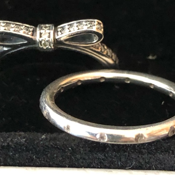 Pandora rings, Size 5, Bow Ring set, Sterling Silver,CZ, Jewelry Box, Lovely - Picture 5 of 12